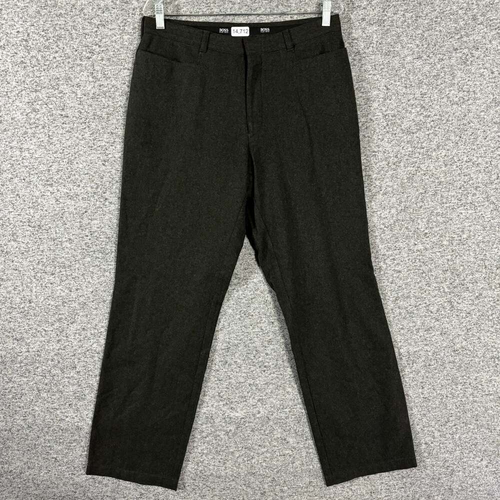 Boss Hugo Boss Men's Size 34R Brown Wool Straight Leg Pants